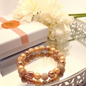Hálókő- Preciosa- Lávakő Balance karkötő rose gold Hematit Buddhával