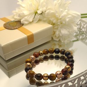 Tigrisszem Nature karkötő rose gold Lávakővel