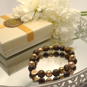 Bronzit – Swarovski gyöngy Harmony karkötő rose gold nemesacél kiegészítőkkel