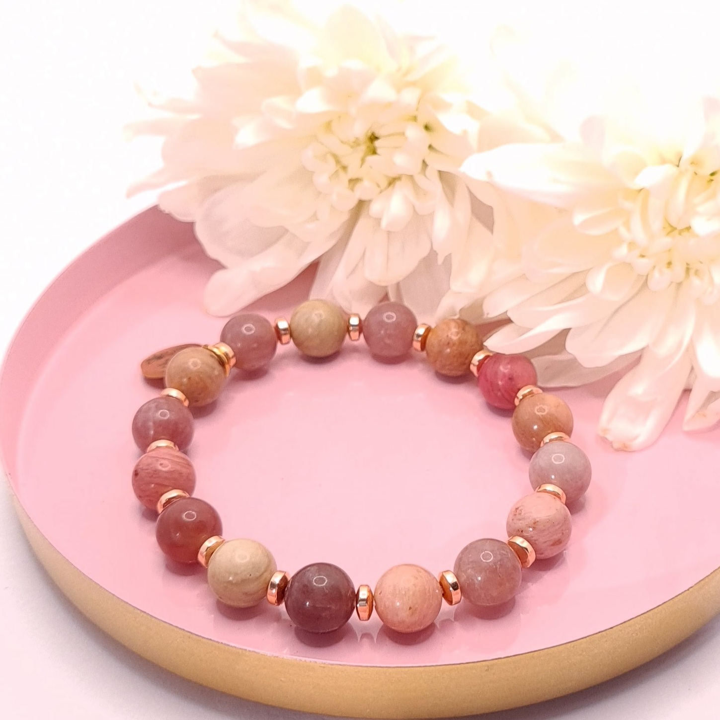 Lepidolit- Rodonit Adventure karkötő rose gold Hematit kiegészítőkkel - Image 2