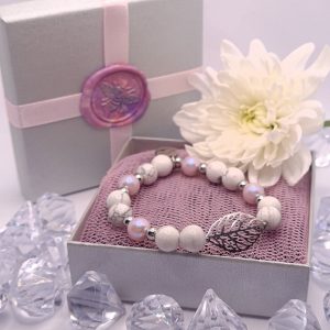 Howlit- irizáló Swarovski Forest karkötő ezüst színű nemesacél kiegészítőkkel