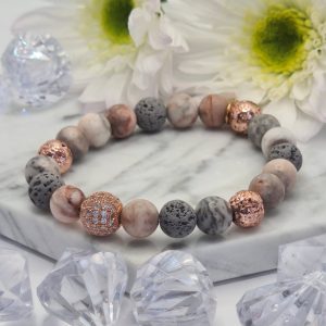 Zebra jáspis Vibe karkötő rose gold kiegészítőkkel