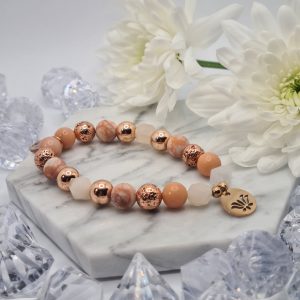 Holdkő-narancssárga Aventurin-Hálókő Hope karkötő rose gold színű kiegészítőkkel