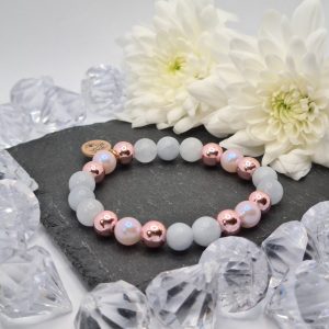 Akvamarin Harmony karkötő Hematit és Swarovski kiegészítőkkel