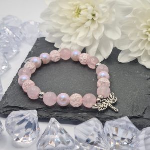 Rózsakvarc- Hegyikristály -Swarovski gyöngy Harmony karkötő