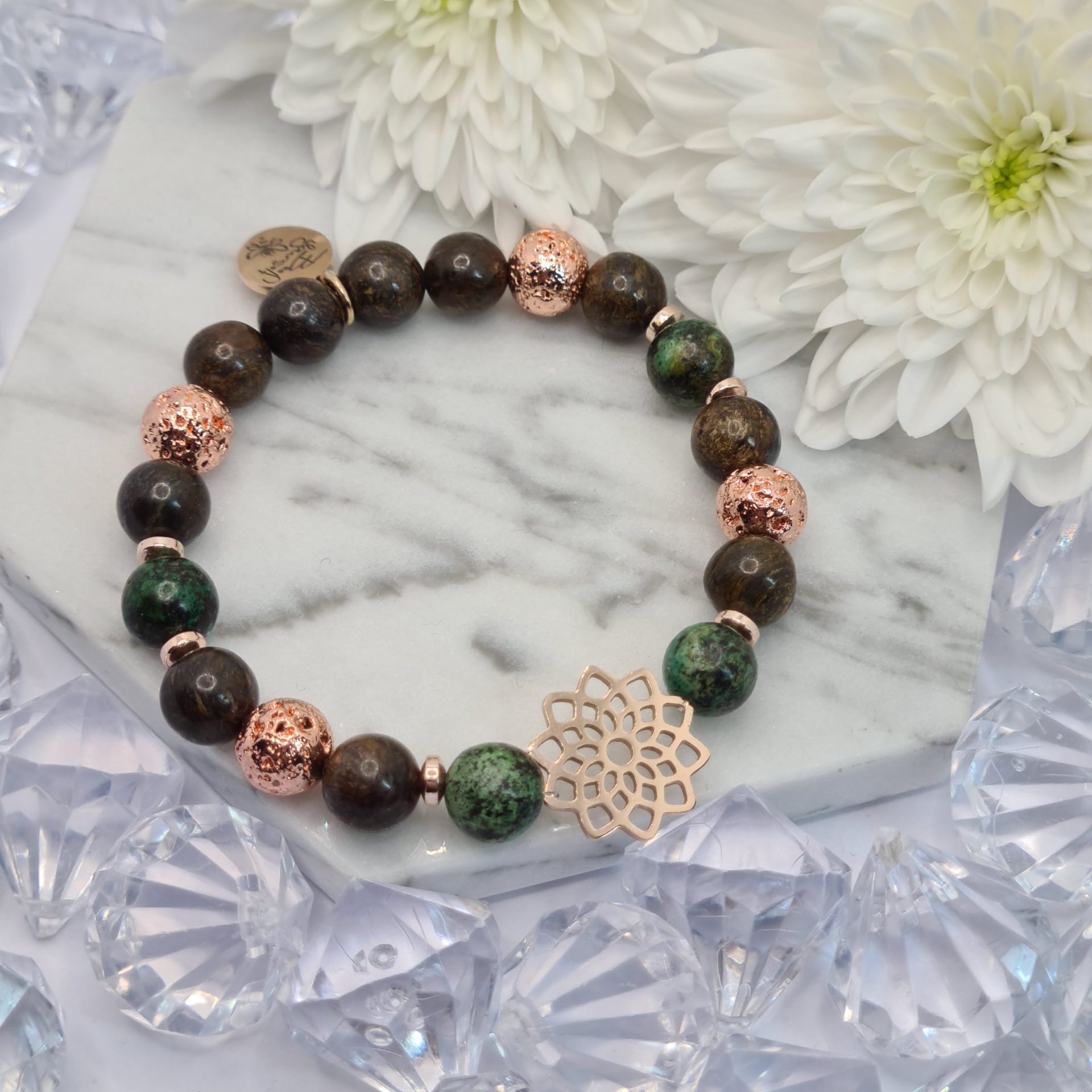 Bronzit-Afrikai türkiz Mandala karkötő rose gold színű kiegészítőkkel - Image 2